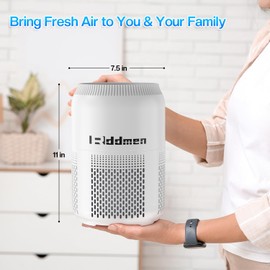 Rddmen 3-in-1 Air Purifier for Home - H13 HEPA Air Filter, Covers Up to 1095 sq ft for Bedrooms, Offices & Living Rooms (White)