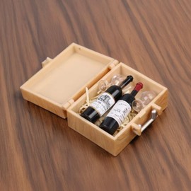 Miniature Red Wine Set: 1/12 Scale Wine Box, Bottles & Glasses for Dollhouse Food Accessories