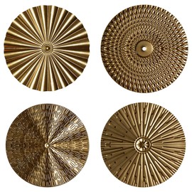 4 Pcs Luxury Gold Round Metal Wall Art, Modern Metal Art Decor, Wall Decorations for Living Room, Bedroom Home