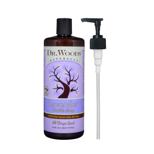 Dr. Woods Lavender Castile Soap with Organic Shea Butter and Pump, 32 Ounce