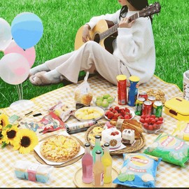 Portable Folding Camping Mat with Handle (200x200cm) Yellow 3ea