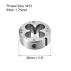 sourcing map Metric Round Bar M12, Machine Thread, Left Hand