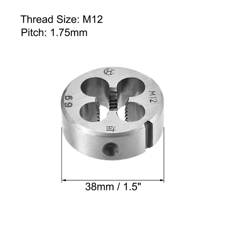 sourcing map Metric Round Bar M12, Machine Thread, Left Hand