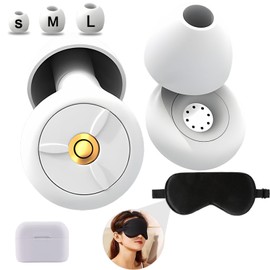 Tapones de Oídos para Dormir,Protección Auditiva Reutilizable de Silicona con Antifaz para dormir,Tapones para Oídos Concierto viene 6 almohadillas,para Dormir,Estudiar,Trabajar y Viajar (Blanco)