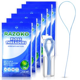 RAZOKO Floss Threaders | Dental Floss Threaders for Braces, Bridges, and Implants |420PCS (Pack of 6)