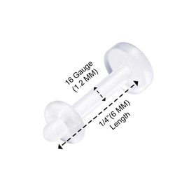 KJM Fashion Transparent Retainer Labret Earrings 1.2 mm 16 g Pack of 4, Acrylic