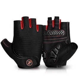 Moreok Cycling Gloves for Men and Women, 5 mm SBR Gel Shock-Absorbing Half Finger Breathable Non-Slip Cycling Gloves MTB Gloves, black, m