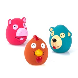 Chiwava 3 Pack 2.6 Inch Squeak Latex Dog Toy Animals Cute Face Interactive Play for Small Dogs Assorted Color