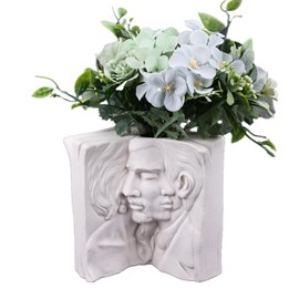 White Ceramic Book Vase for Flowers, Home Decor, Wedding Anniversary and Engagement Gifts, Bookend and Bookshelf Decoration (White,Love each other)