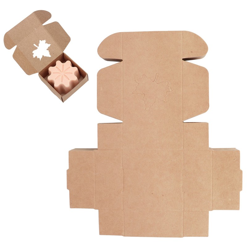 50Pcs Maple Leaf Pattern Kraft Paper Packing Box Small Gift