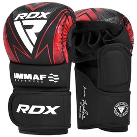 RDX IMMAF Guanti da Sparring Grappling Approvati, Adulti e Bambini Design Ibrido di Grado Professionale per Livello Competizione e Allenamento, Palmo Aperto Ventilato, Cinghie da Polso Regolabili