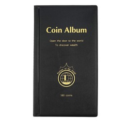 MUDOR 180 Pockets Coin Collection Album, Coin Collection Collectors Holder Book, Coins Suitable for Diameter Less Than 4.4cm (Black)