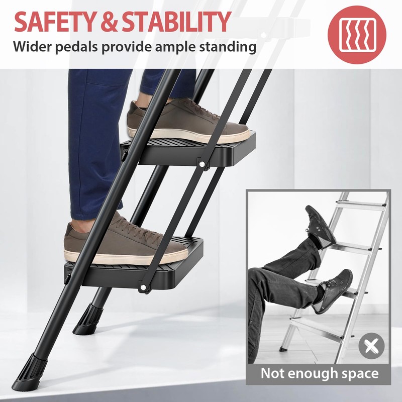 KINGRACK Folding 5 Step Ladder, Portable Ladder for Multi-Purpose, Home,