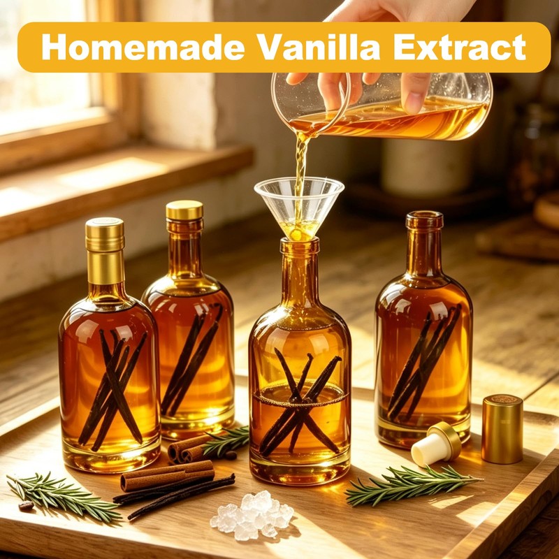8 Pack 12oz Amber Glass Bottles with Cork Lids, Liquor