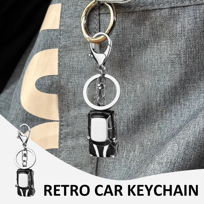 VEHYEGOI 2 Pieces Car Keychains, Retro Car Keychains, Gift Keychains,