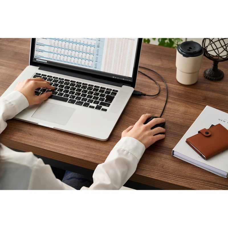 Elecom M-LE10URABK Wired Mouse, Large, 3 Buttons, Symmetrical, Black