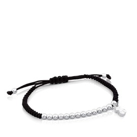 TOUS Sterling Silver and Black Lace Bracelet for Women. Length: 17cm. Hiper Micro Collection