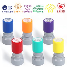 6 Pieces Teacher Stamps, 6 Colors Self-Inking Rubber Stamps Comments Stamps Behavior Stamps for Teachers, School Supppies Stamps for Classroom Encouraging Comments