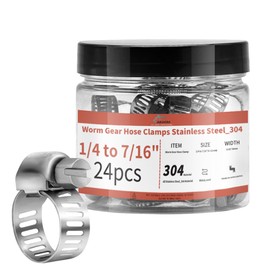 24 Pack 1/4'' - 7/16'' Worm Gear Hose Clamps, Adjustable Range 6-12mm 304 Stainless Steel Fuel Line Hose Clamps for Pipe, Plumbing, Automotive And Mechanical Application
