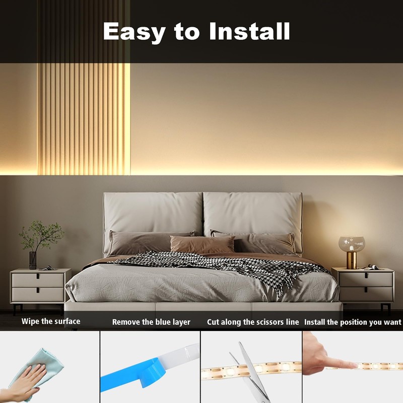 echosari 2 PCS Strip Lights Battery Operated, 9.8Ft 90 LED