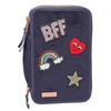 Depesche TopModel 10029 Pencil Case Triple Velvet, Dark Blue, Multi-Colour