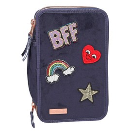 Depesche TopModel 10029 Pencil Case Triple Velvet, Dark Blue, Multi-Colour