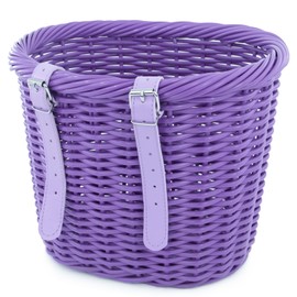 ZUKKA Bike Basket Woven Bike Basket for Adult Bikes Front/Kids Bike Handlebar with Adjustable Leather Straps Waterproof Storage Bicycle Basket, Multi-Colors