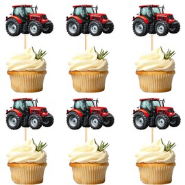Blumomon 24Pcs Tractor Cupcake Toppers Farmer Theme Cupcake Decoration Picks Father Birthday Baby Shower Tractor Theme Party Decorations Supplies