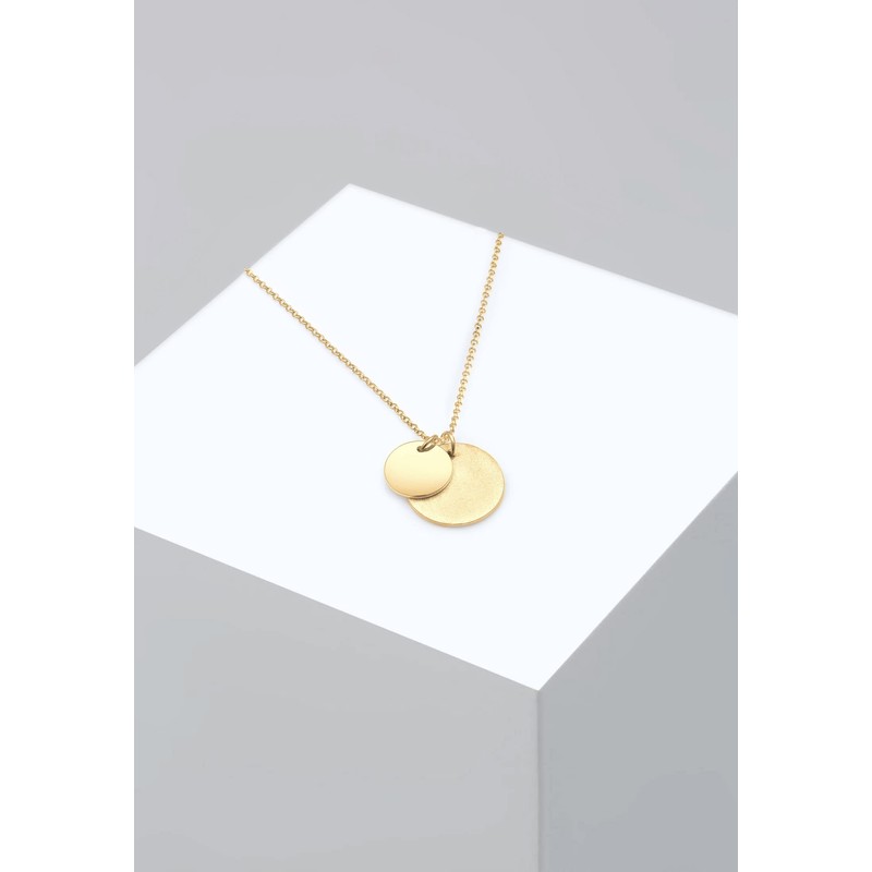 Elli Women's Pea Chain Necklace Plate Circle Duo Brushed in