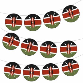 AK Giftshop Kenya Flag Bunting Party Decorations Flags - 12pcs / 2.5m Ribbon