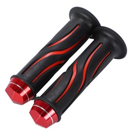 nakira Bike Grip Moped Handle 0.9 inches (22.2 mm) Left and Right Set Rubber H Type (Red)