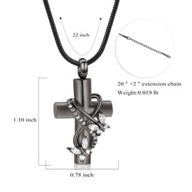 Urn Necklaces for Ashes Butterfly Cremation Jewellery for Ashes Cross with Crystal Memorial Ash Pendant Keepsake Jewelry Gifts