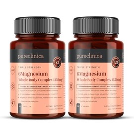 Triple Strength Magnesium Whole Body Complex 1350mg x 180 Caplets (2 Bottles of 90) – 247mg Elemental Magnesium – 6 Superior Forms for Muscle, Heart, Brain & Bone Support – 6 Months Supply