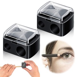 Universal Dual Eyeliner Sharpener Makeup, 2 Pieces 2 Holes Dual Sharpener Eye Makeup Pencil Sharpener for Big & Small Sized Eye Pencil Sharpeners, Eyebrow Pencil Sharpener, Lip Liner Sharpener