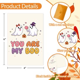 HEYINSHEN You're My Boo Funny Ghost Halloween Card for Wife Husband Cute Ghost Halloweens Card for Her Him Cute Anniversary Cards Romantic Cards for Boyfriend Girlfriend Sweet Halloween Gifts