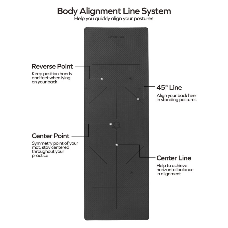 Ewedoos Eco Friendly Yoga Mat with Alignment Marks TPE Non