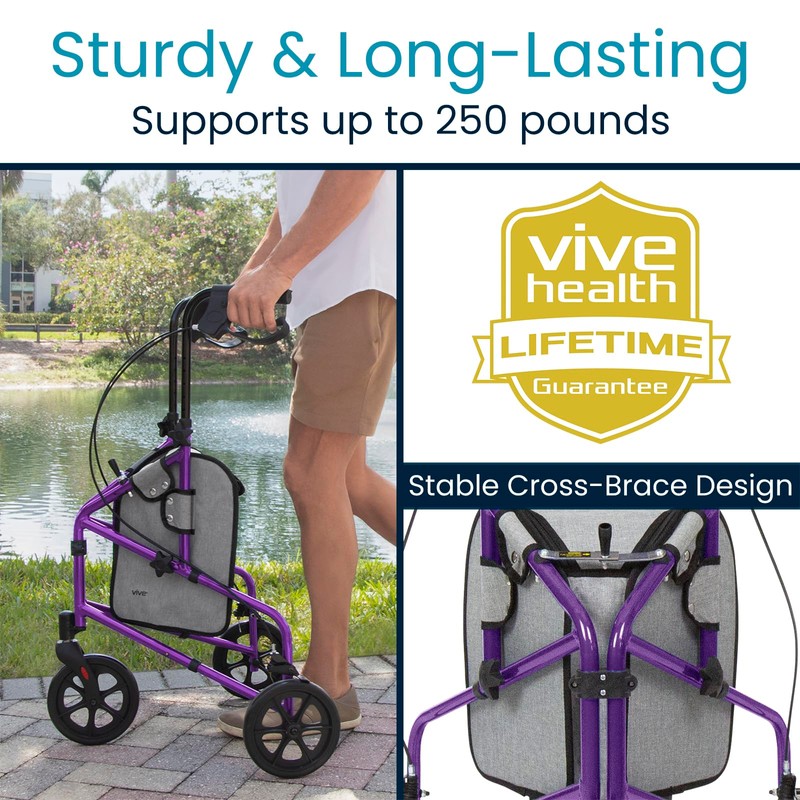Vive Mobility 3 Wheel Walker - Three Wheeled Rollator for