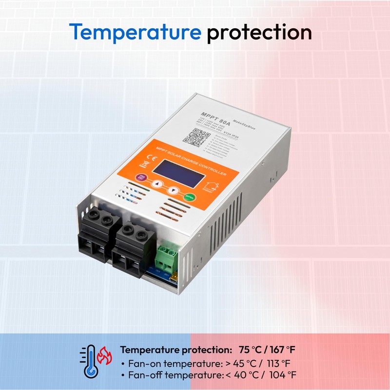 Upgraded V124 80A MPPT Solar Charge Controller, 12V/24V/48V Auto,Max 160V