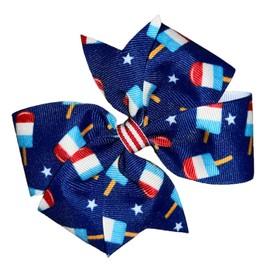 Red, White, & Blue Popsicle Pinwheel Hair Bow 4"