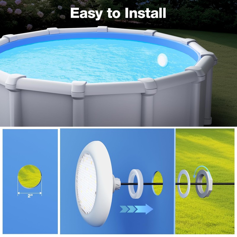 LyLmLe LED Pool Headlight with External Thread 2 Inches, 12