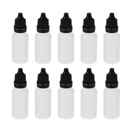 Othmro Botellas cuentagotas de plástico PE de 0.5 onzas, 20 unidades, 15 ml, gotero líquido exprimible para ojos con tapa negra a prueba de niños
