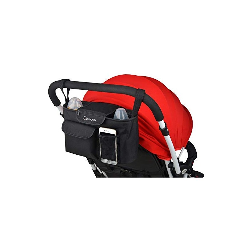 babyGO Pram Organiser Buggy - Pram Bag with Drink Holder