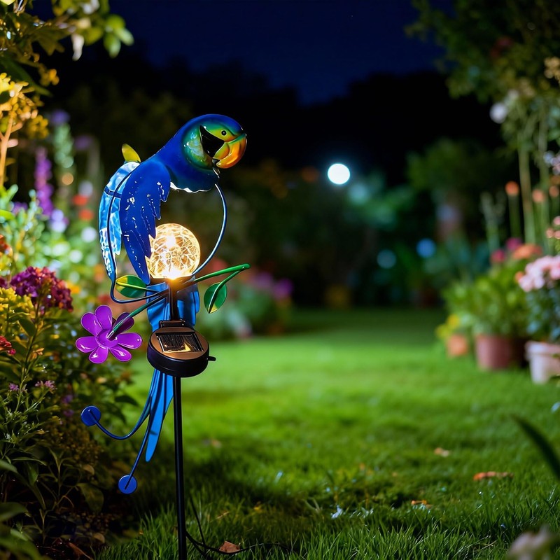 StarryMine Solar Powered Parrot Garden Stake Light, Warm White LED