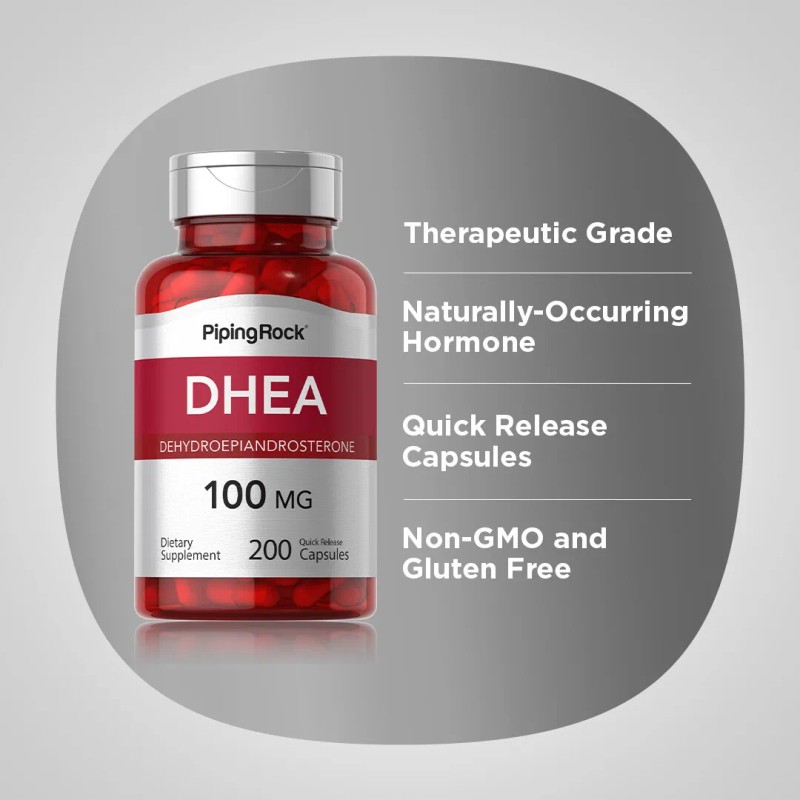 Piping Rock DHEA 100mg | 200 Capsules | Non-GMO, Gluten