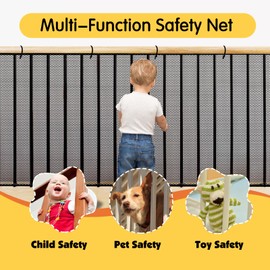 Cupount Banister Guard for Baby- Balcony Safety Netting for Pets - Stair Railing Baby Proof - Baby Gate for Stairs (Black, 120x40 Inch (Pack of 1))