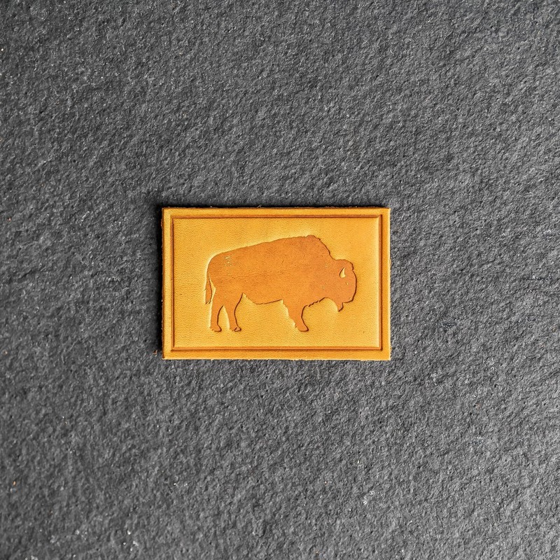 Bison Leather Patches with optional hook side fastener added, 100%