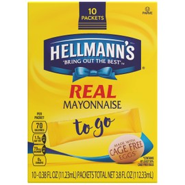Hellmann's Real Mayonnaise, To Go, 10 Count (0.38 Fl Oz each), 3.8 Fl Oz