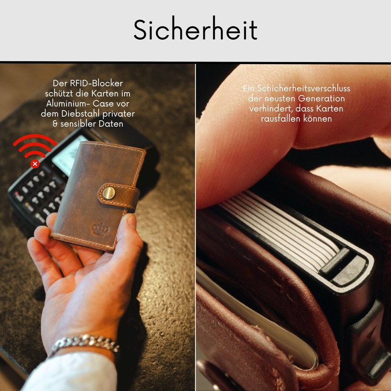 BAUR Slim Wallet with Coin Compartment, Genuine Leather Credit Card