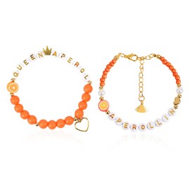 MAXQUU 2 Pieces of Letter Beaded Bracelet, Simple and Fashionable, Creative Jewelry, Ladies Beaded Bracelet, Friendship Handpiece, Clothing and Dress-Up Accessories.
