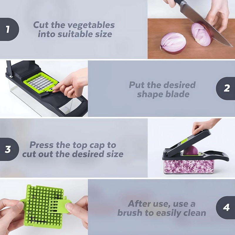 Yurdas Vegetable Chopper and Slicer Set, 14-in-1 Mandoline Slicer with